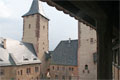 Das düstere Schloss Rochlitz ist nur wenige Kilometer von Burg Gnandstein entfernt Schloss Rochlitz