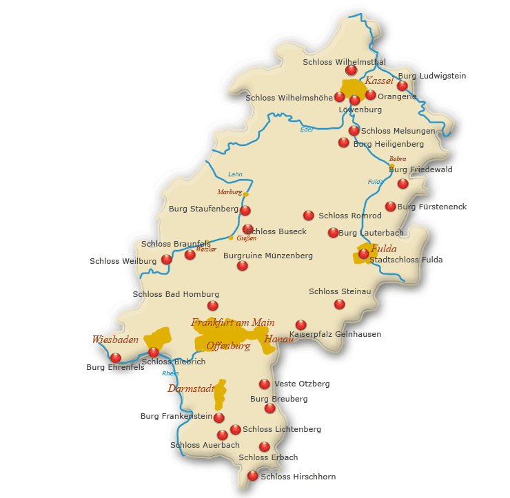 Uebersicht Hessen Burgen Schlösser