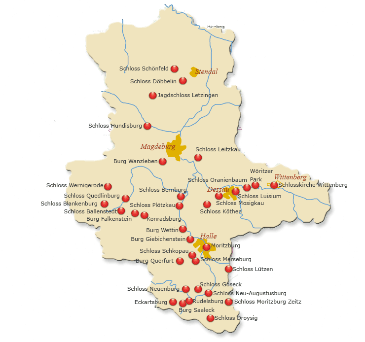 Uebersicht Sachsen-Anhalt Burgen Schlösser